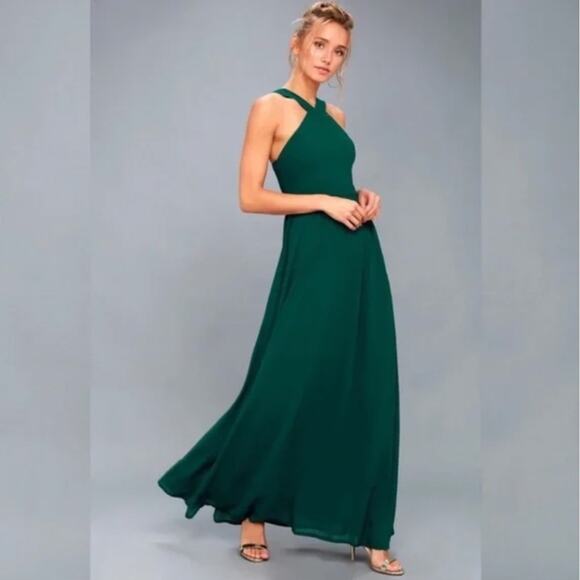 Lulus Air of Romance Halter Gown Maxi Dress in Green - Picture 1 of 6